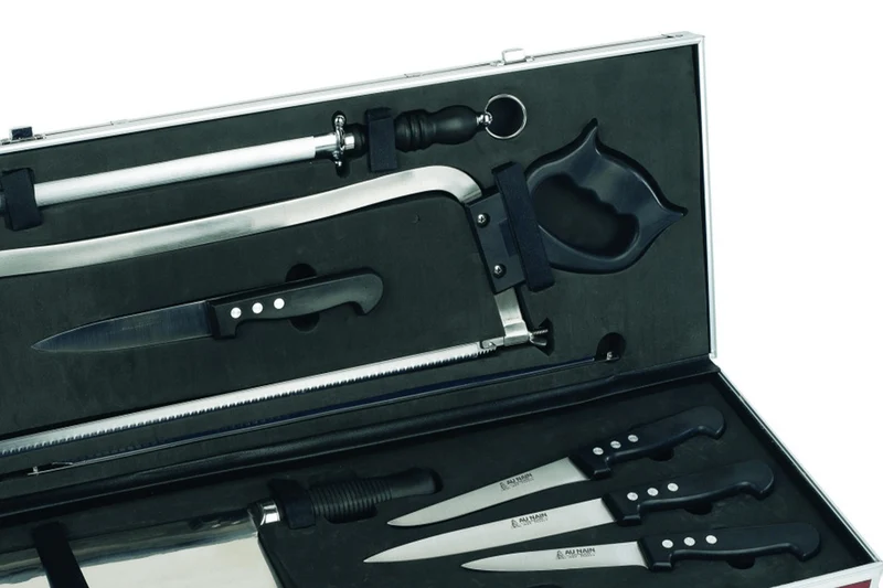 Malette boucherie 9 couteaux et accessoires Au Nain 3 rivets