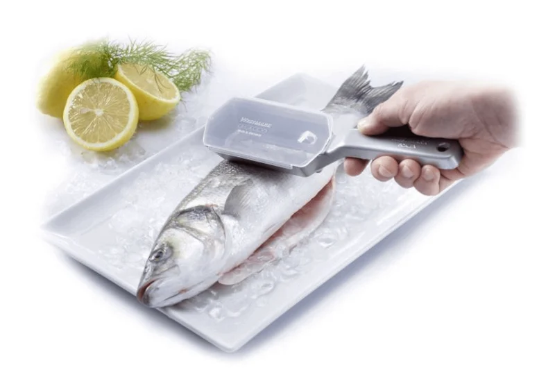 Ecailleur professionnel avec couvercle "Scalex" Westmark en aluminium et acier inox