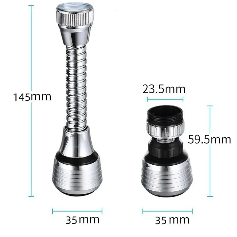 Lot de 2 Embouts de Robinet Rotatifs 360° - Court + Col Flexible, Anti-Éclaboussures