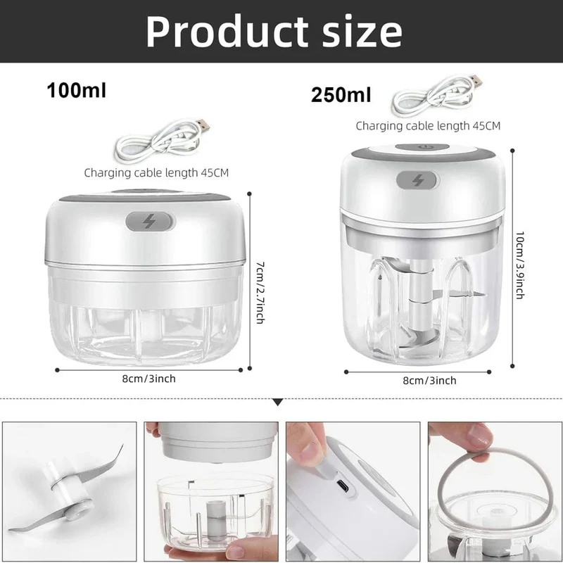 Mini Hachoir Électrique pour l'Ail et les Légumes - Broyeur USB Portable & sans Fil