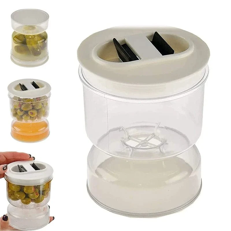 Distributeur d'Olives et Cornichons – Bocal à Pickles Sablier avec Séparateur de Jus