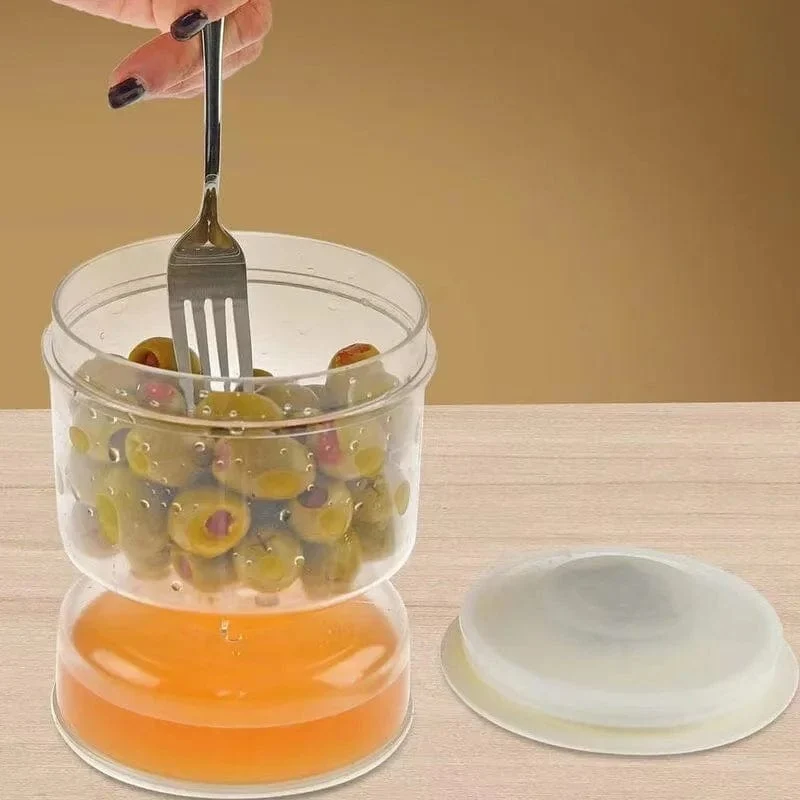 Distributeur d'Olives et Cornichons – Bocal à Pickles Sablier avec Séparateur de Jus