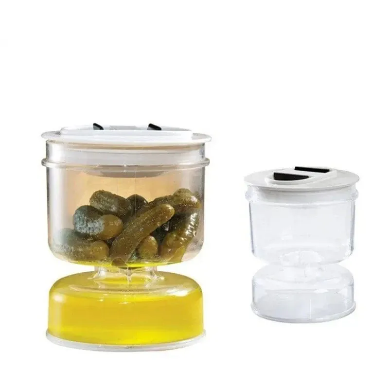 Distributeur d'Olives et Cornichons – Bocal à Pickles Sablier avec Séparateur de Jus