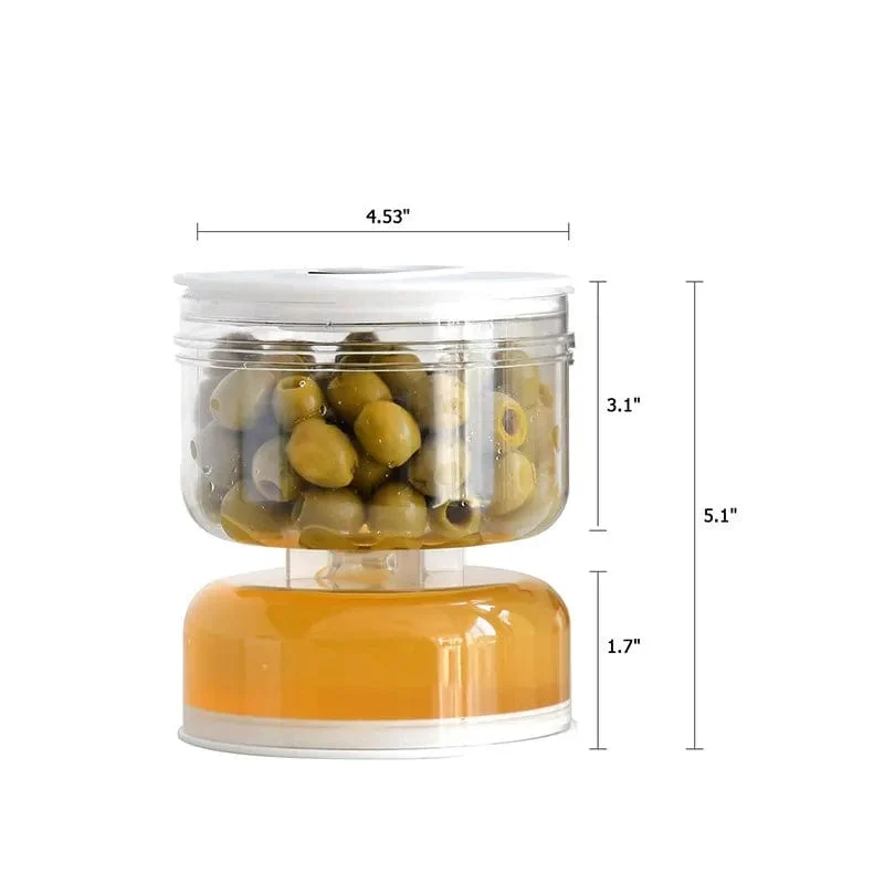 Distributeur d'Olives et Cornichons – Bocal à Pickles Sablier avec Séparateur de Jus
