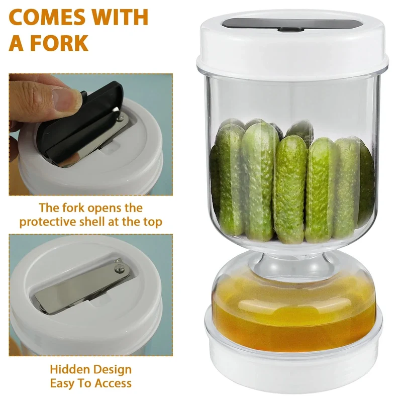 Distributeur d'Olives et Cornichons – Bocal à Pickles Sablier avec Séparateur de Jus