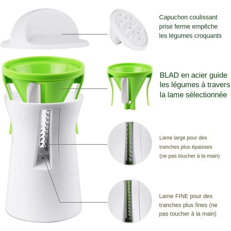 Spiralizer de Légumes en Acier Inoxydable - Coupe-légumes Spaghetti Zucchini