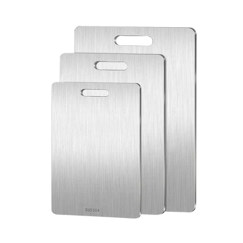 Planche à découper de cuisine en acier inoxydable 316 double face - Épaisse et antibactérienne