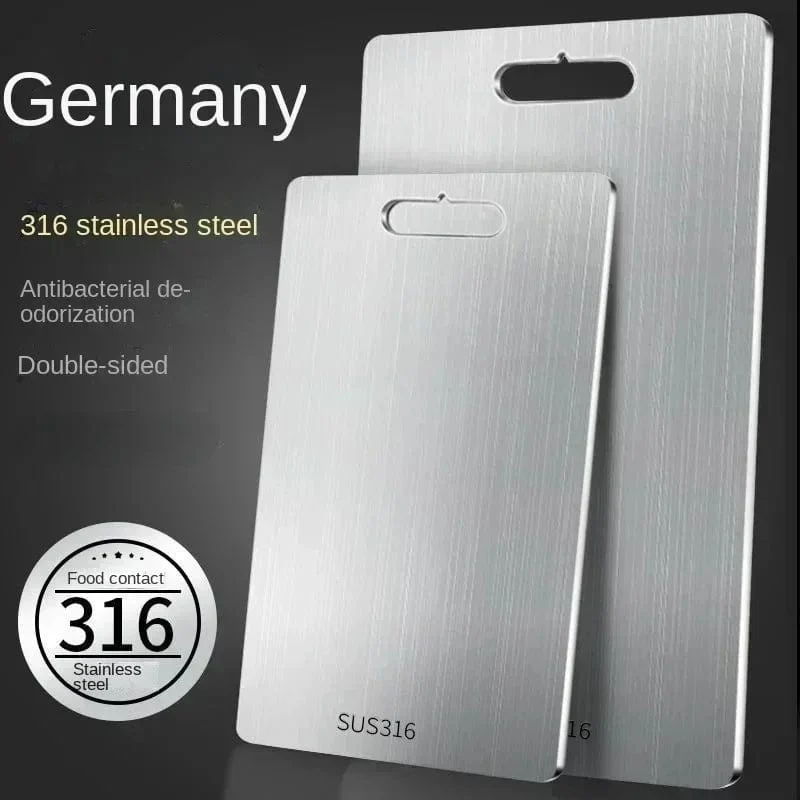 Planche à découper de cuisine en acier inoxydable 316 double face - Épaisse et antibactérienne