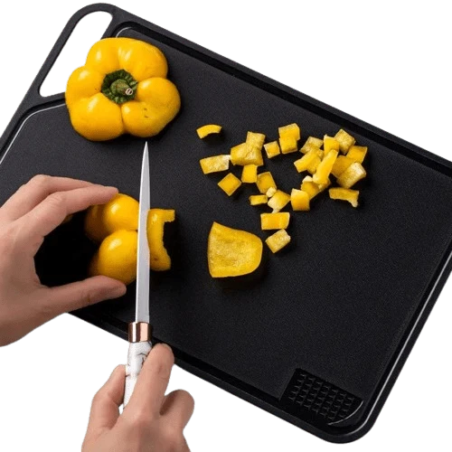 Planche à découper de cuisine multifonctionnelle avec presse-ail