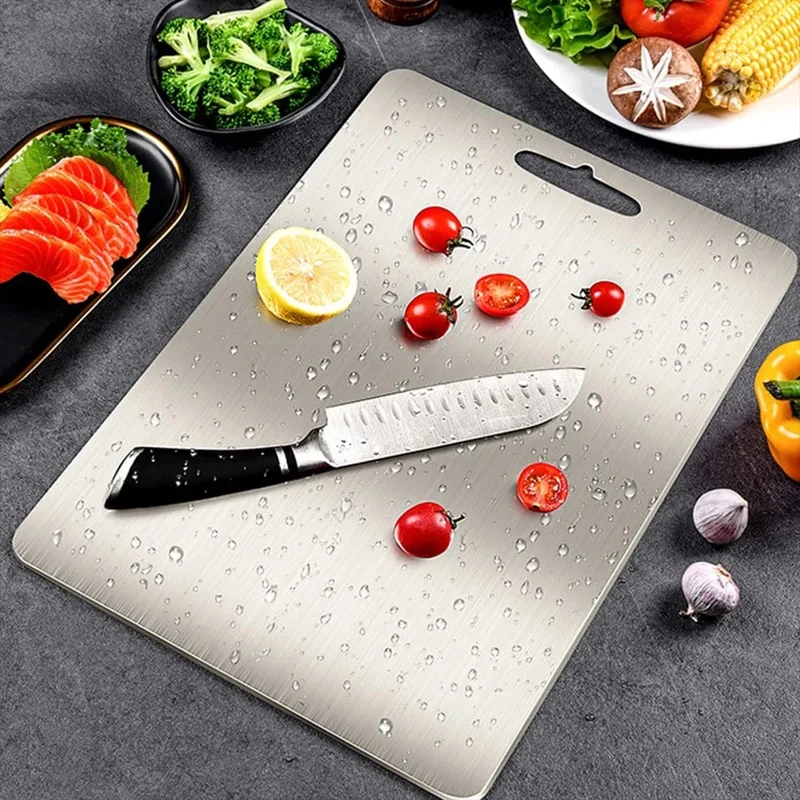 Planche à découper de cuisine en acier inoxydable multifonctionnelle