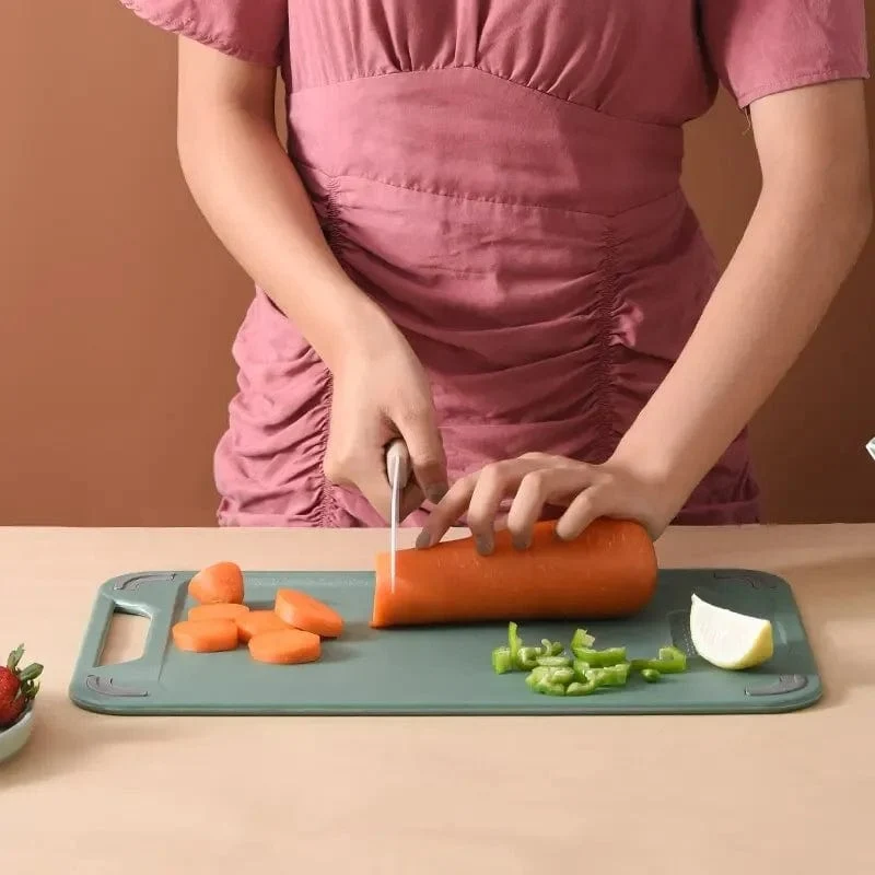 Planche à Découper Cuisine: Inox et Plastique 2 en 1 pour Viande et Légumes
