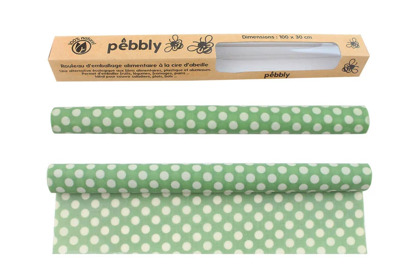 Rouleau d'emballage alimentaire à la cire d'abeille Pebbly réutilisable 1m