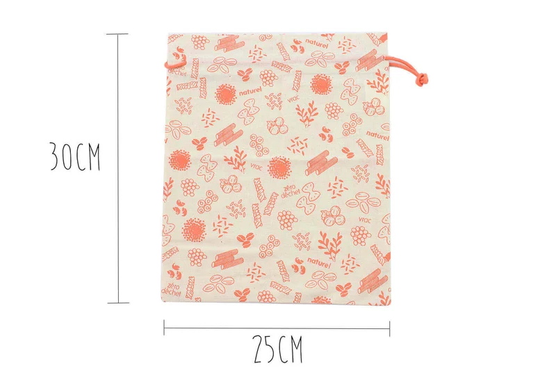 Set de 3 sacs zéro déchet Pebbly en coton biologique pour légumes, pain, vrac