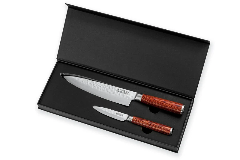 Coffret 2 couteaux Wusaki Pakka X50 pakkawood Chef + Office