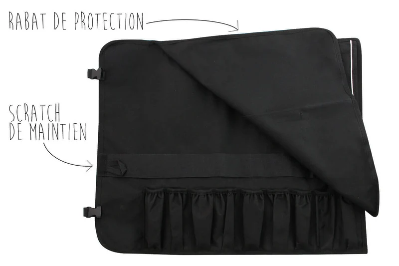 Trousse vide Wusaki pour 9 couteaux et ustensiles + 2 poches de rangement