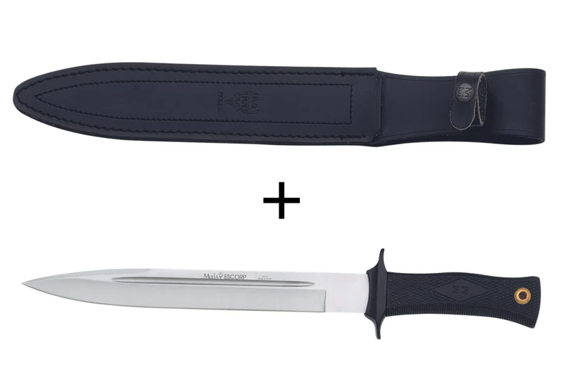 Couteau Muela ESCORP 9207 lame en inox 26cm manche gomme noire + étui en cuir