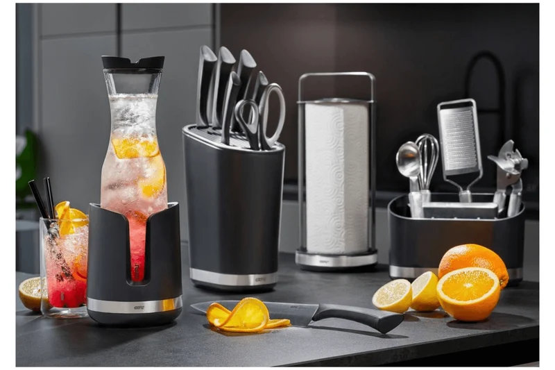Bloc vide Gefu Smartline en polymère noir et inox 28 compartiments