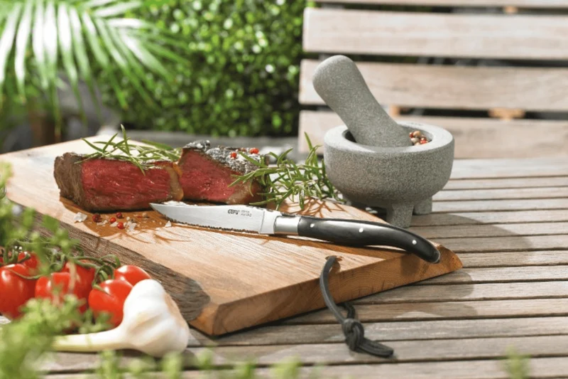 Coffret de 4 couteaux à steak Gefu Basco lame microdentée en acier japonais