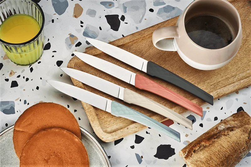 Coffret 6 couteaux Kiana de table lame inox 10,4cm manche ficelle