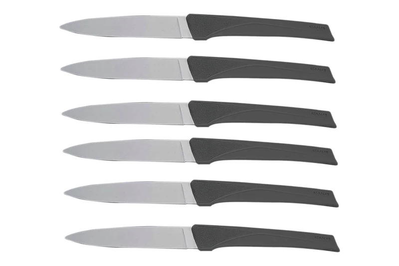 Coffret 6 couteaux Kiana de table lame inox 10,4cm manche gris anthracite