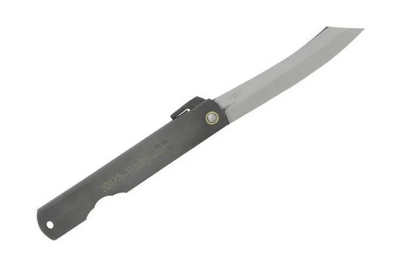 Couteau pliant Higonokami 669 acier carbone manche noir gravé 9.5cm en acier