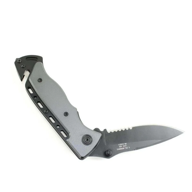 Couteau pliant de secours Herbertz 210211 à dents manche alu 12cm