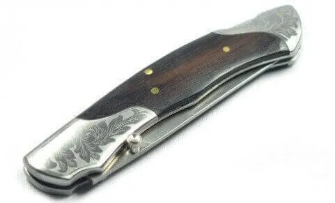 Couteau pliant Herbertz 209512 manche bois mitres gravées 12cm