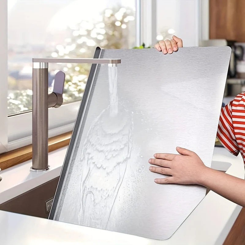 Planche à Découper en Inox - Antidérapante avec Bord de Protection