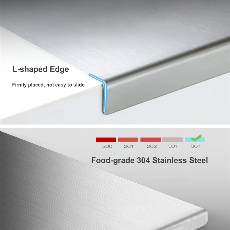 Planche à Découper en Inox - Antidérapante avec Bord de Protection