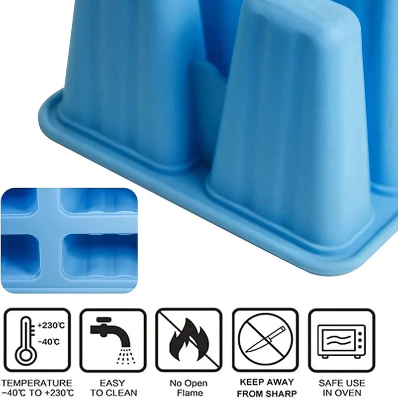 6 Moules à Glace en Silicone avec Poignée