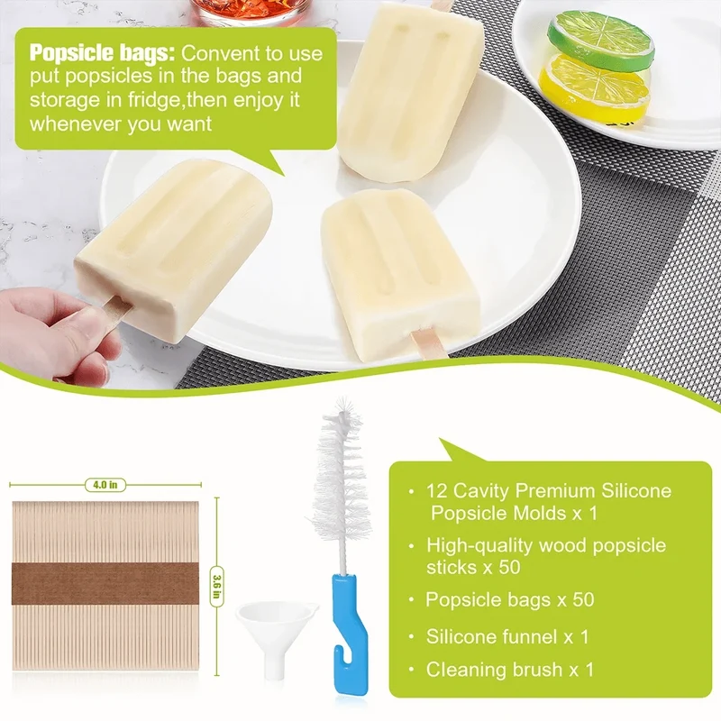 Moule à glace en silicone avec bâtonnets en bois