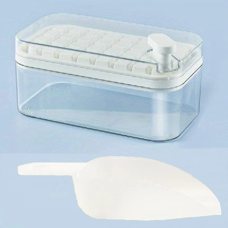Lot de 2 bacs à glaçons - 64 compartiments - avec couvercle & bac de rangement