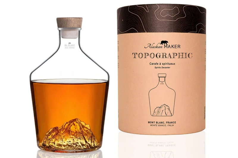 Carafe à spiritueux Alaskan Maker Topographic Mont Blanc en verre cristallin