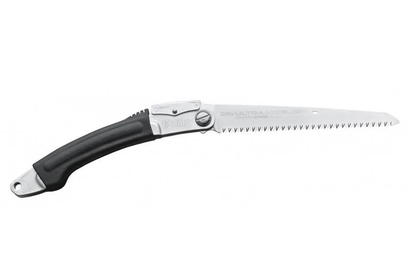Scie pliante d'élagage Silky Ultra Accel SY444_24 lame droite manche caoutchouc noir 29cm