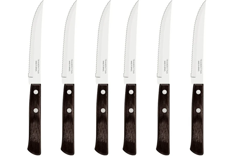 Ménagère 24 couverts de table Tramontina en inox et bois marron