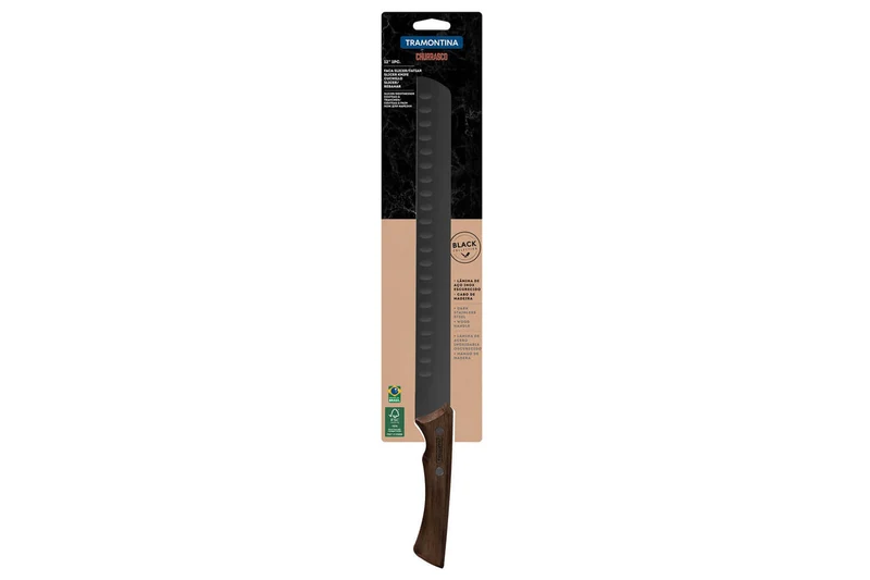 Couteau à jambon Tramontina Churrasco lame noire alvéolée