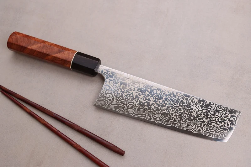 Couteau nakiri 16,5cm japonais artisanal Masashi Yamamoto SLD damas