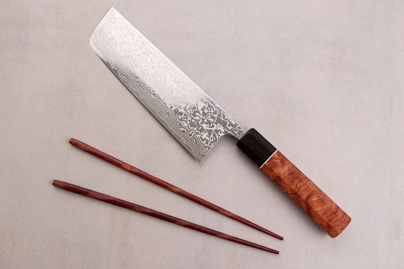Couteau nakiri 16,5cm japonais artisanal Masashi Yamamoto SLD damas