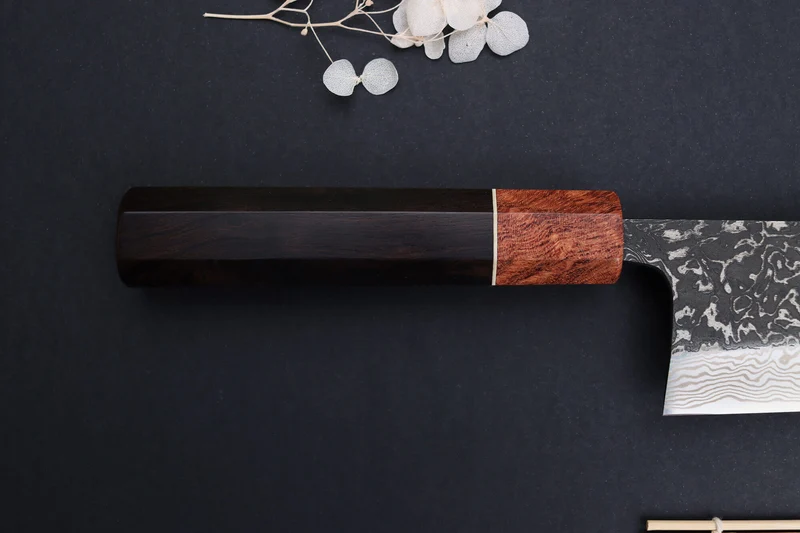 Couteau nakiri 16,5cm japonais artisanal Masashi Yamamoto SLD Kuro damas