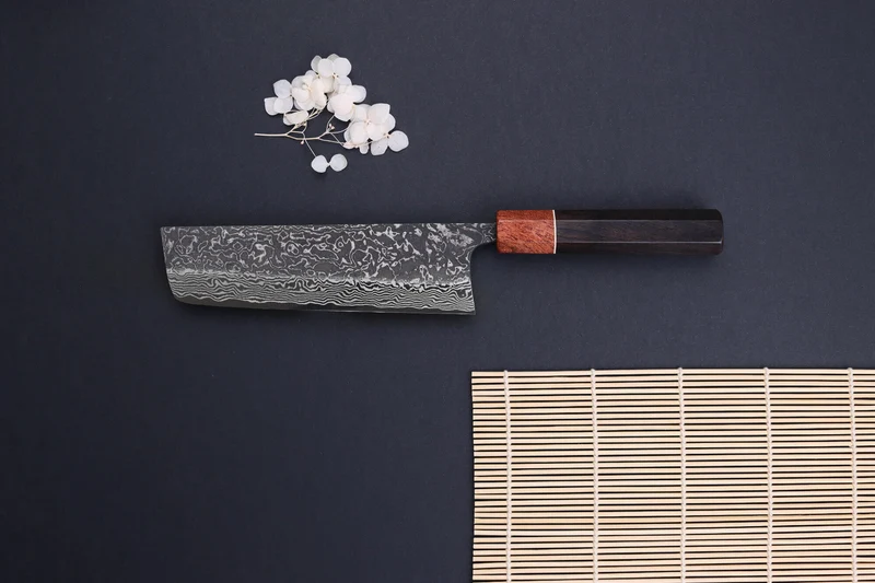 Couteau nakiri 16,5cm japonais artisanal Masashi Yamamoto SLD Kuro damas