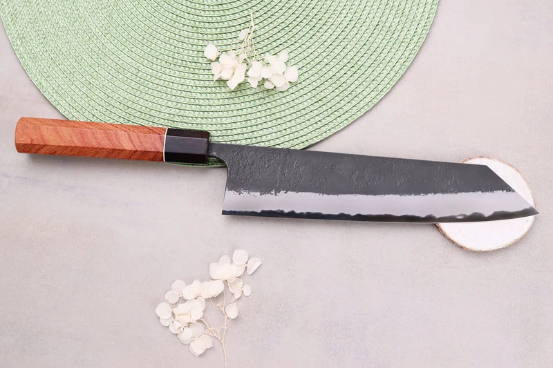 Couteau kiritsuke 24cm japonais artisanal Masashi Yamamoto BS1 Black Nashiji