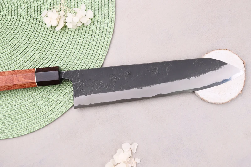 Couteau gyuto 24cm japonais artisanal Masashi Yamamoto BS1 Black Nashiji