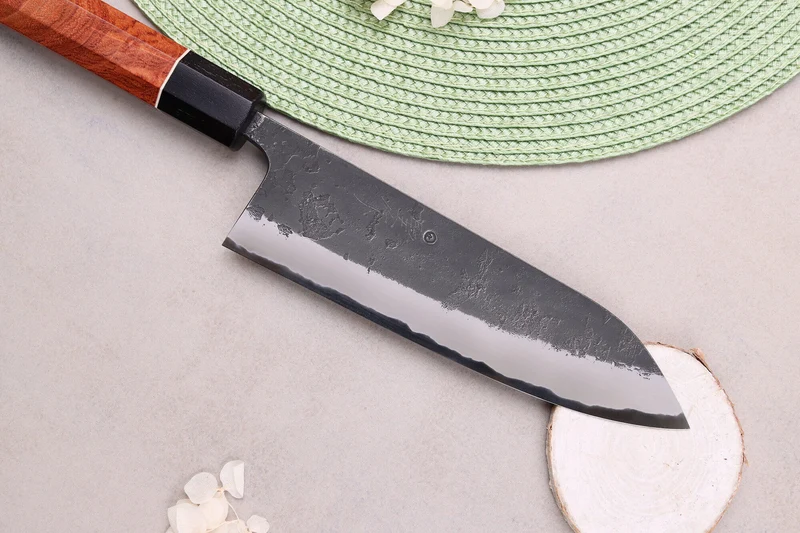 Couteau gyuto 18cm japonais artisanal Masashi Yamamoto BS1 Black Nashiji