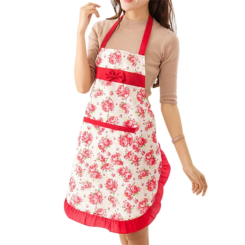 Tablier de cuisine imperméable pour femme avec poches - Floral et ajustable