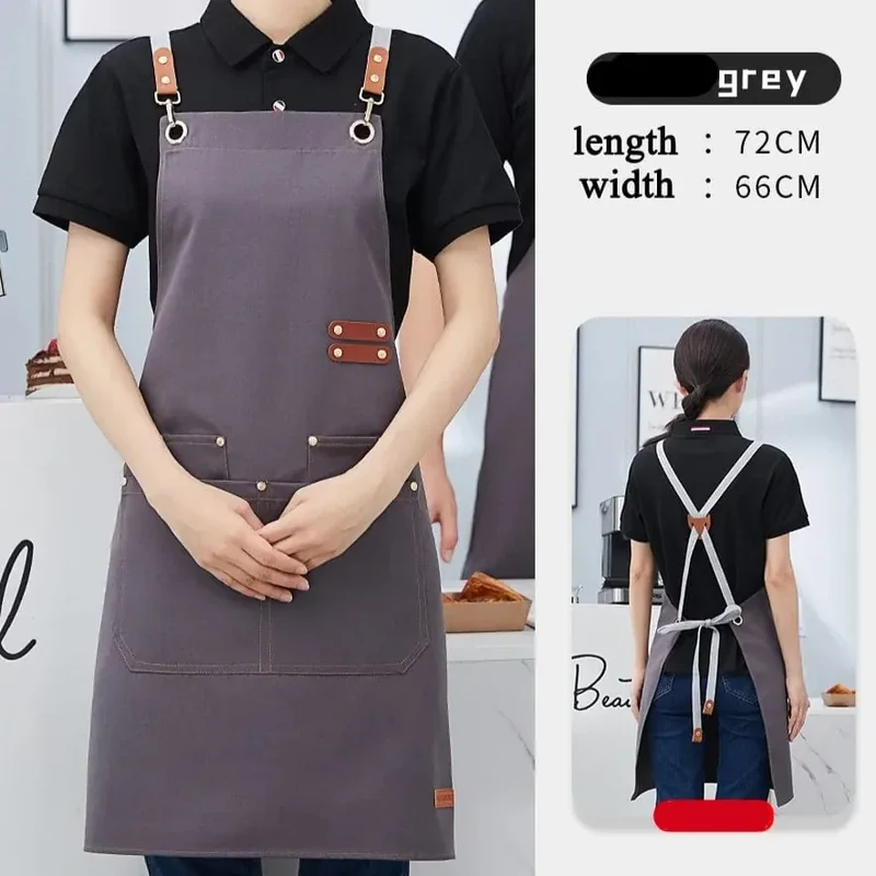 Tablier de cuisine toile imperméable avec poche et bretelles ajustables pour Barbecue