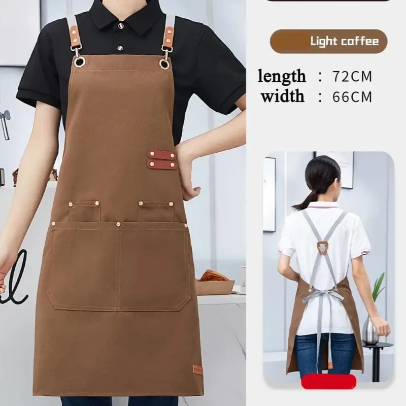 Tablier de cuisine toile imperméable avec poche et bretelles ajustables pour Barbecue