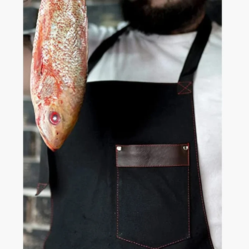 Tablier de Cuisine en Toile Homme avec Poches - Tablier de Cuisine Imperméable de Qualité pour Chef