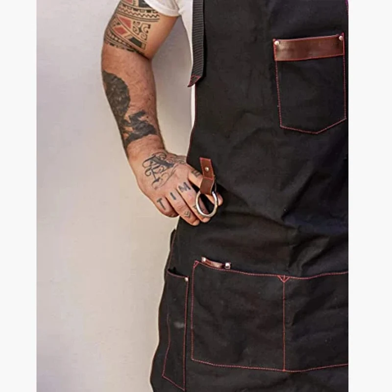 Tablier de Cuisine en Toile Homme avec Poches - Tablier de Cuisine Imperméable de Qualité pour Chef