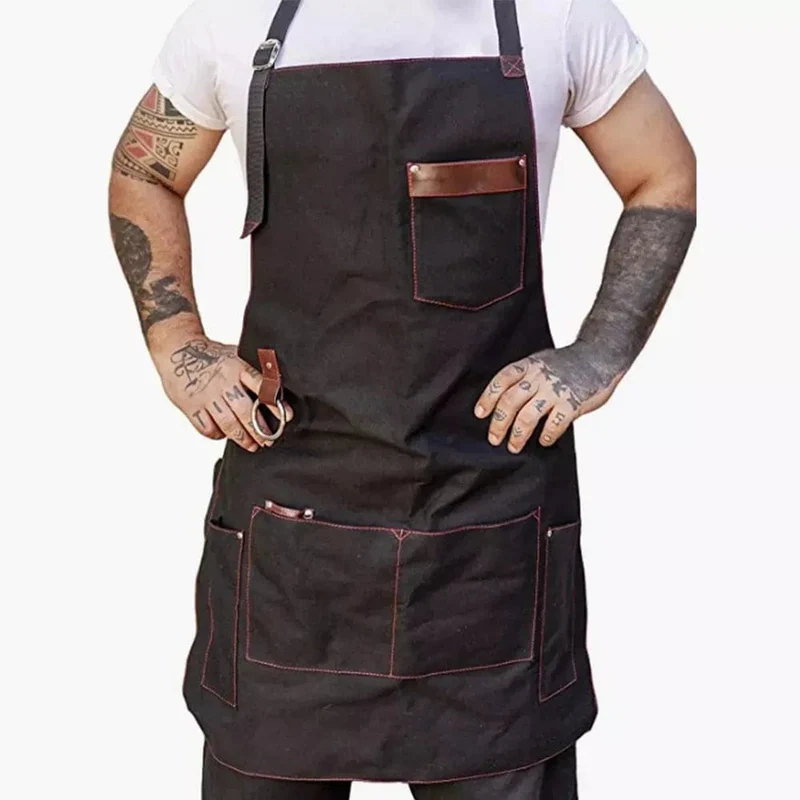Tablier de Cuisine en Toile Homme avec Poches - Tablier de Cuisine Imperméable de Qualité pour Chef
