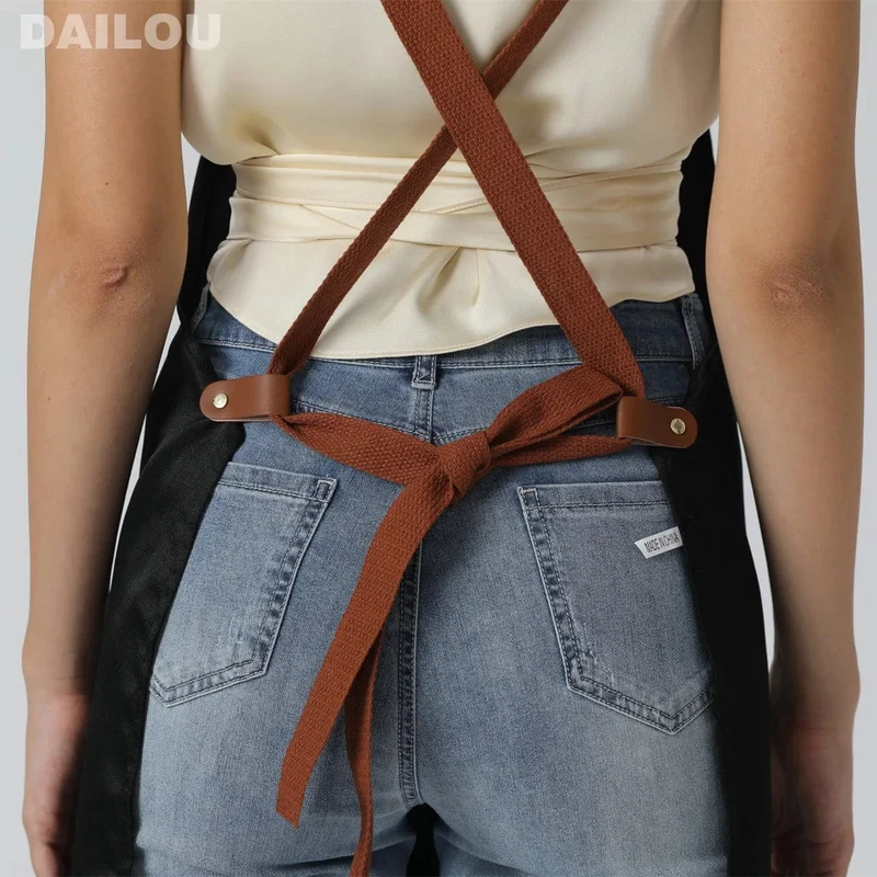 Tablier de cuisine pour homme et femme - Tablier de travail pour chef en tissu non-tissé marron